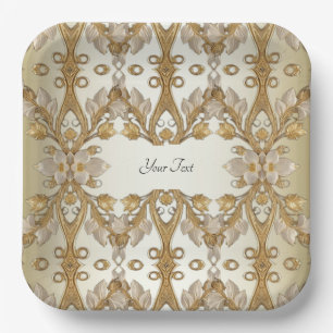 Weißes Blume Decorative Goldplatten Pappteller