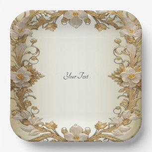 Weißes Blume Decorative Goldplatten Pappteller
