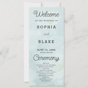 Weißes Blume-Grün-Hochzeitsprogramm