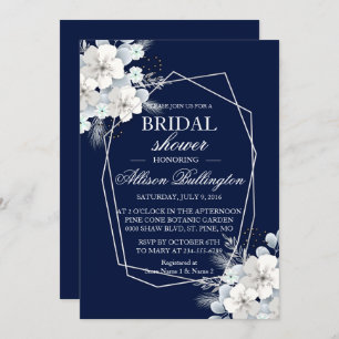 Weißes Blume Sakurawasser blaues Brautparty Einladung