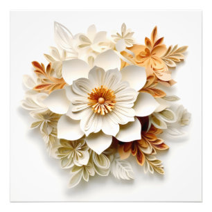 Weißes Blumen-Abstract-Papier Fotodruck