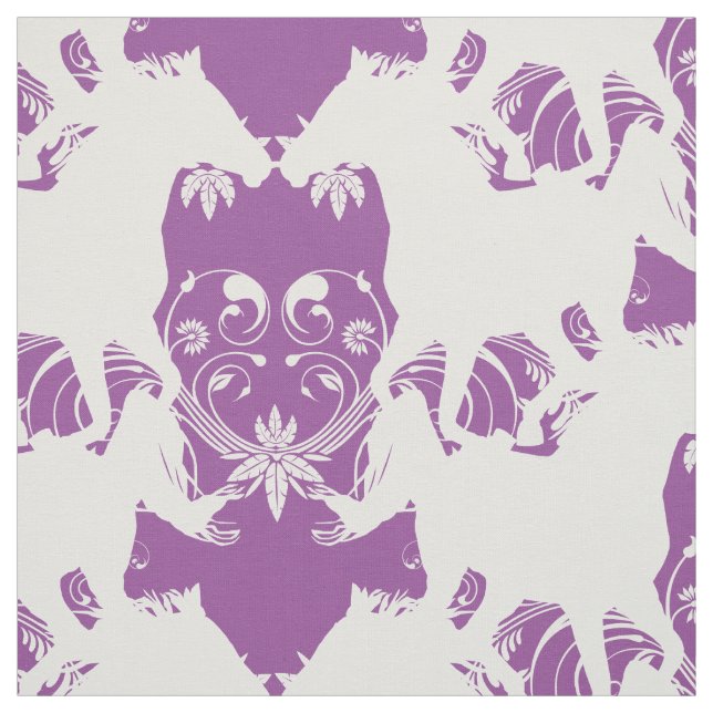 Weißes Blumen der PferdeSilhouette Stoff (Muster)