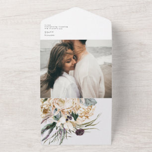 Weißes Blumenbouquet Foto Siegel und Senden All In One Einladung