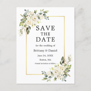 Weißes Blumengold Save the Date Postkarte