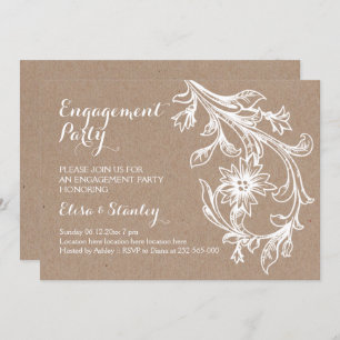 Weißes Blumenhandwerk Hochzeitsfest Einladung