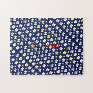 Weißes Blumenmuster Thunder_Cove Puzzle