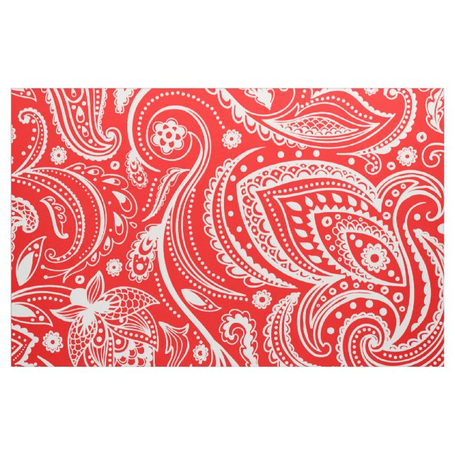 Weißes Blumenpaisley-Muster aus rotem Stoff (Fat Quarter (45,7 x 55,9 cm))