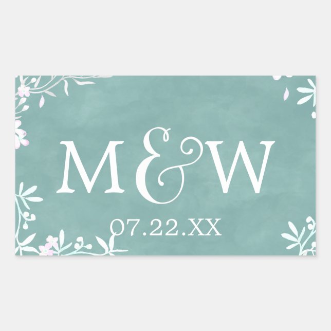 Weißes Blütenblatt, Farbe Wasserfarben, Hochzeitsm Rechteckiger Aufkleber (Vorderseite)