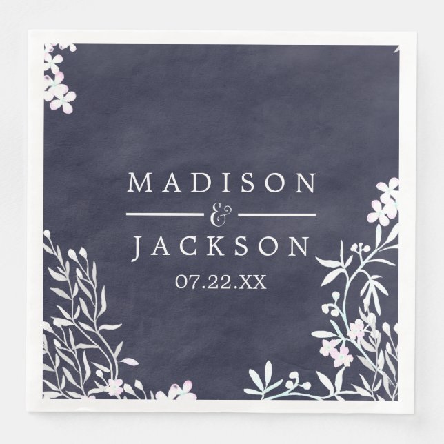 Weißes Blütenblatt, Farbe Wasserfarben, Hochzeitsm Serviette (Vorderseite)