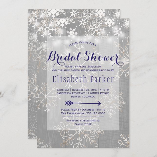 Weißes Brautparty der Wintermarineinfanterie Einladung (Vorne/Hinten)