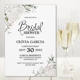 Weißes Brautparty Einladung