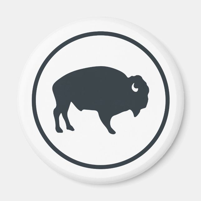 Weißes Buffalo Outdoor Round Magnet (Vorne)