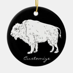 Weißes Buffalo Thunder_Cove Keramik Ornament