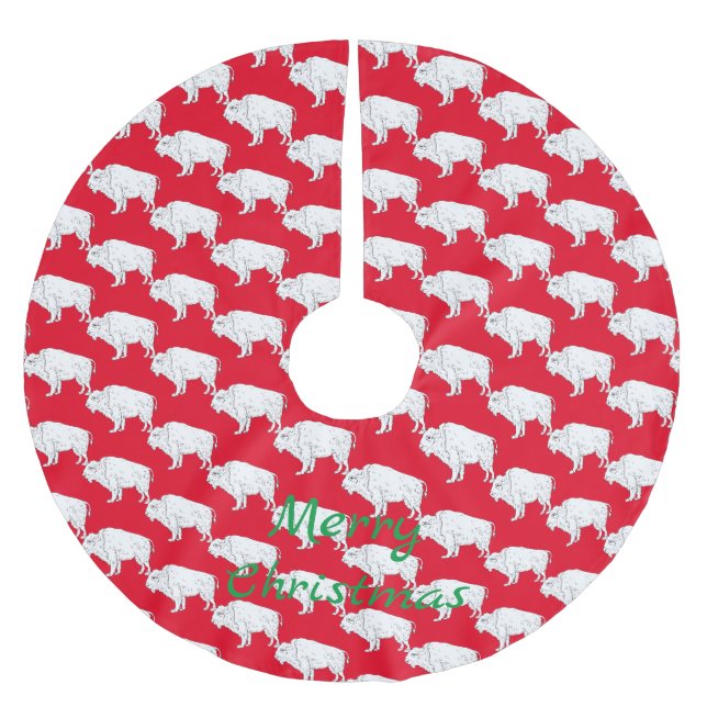 Weißes Buffalo Thunder_Cove Polyester Weihnachtsbaumdecke (Vorderseite)