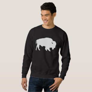 Weißes Büffel-Silhouette-wildes Tier-Sweatshirt Sweatshirt