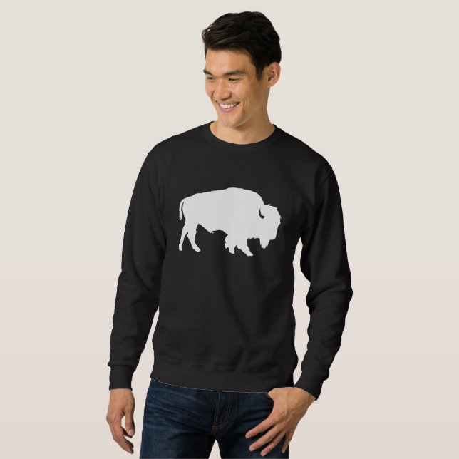 Weißes Büffel-Silhouette-wildes Tier-Sweatshirt Sweatshirt (Vorne ganz)
