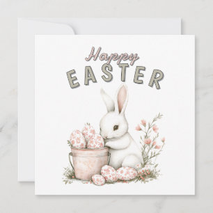 Weißes Bunny & Toile Rosa Ostereier Feiertagskarte