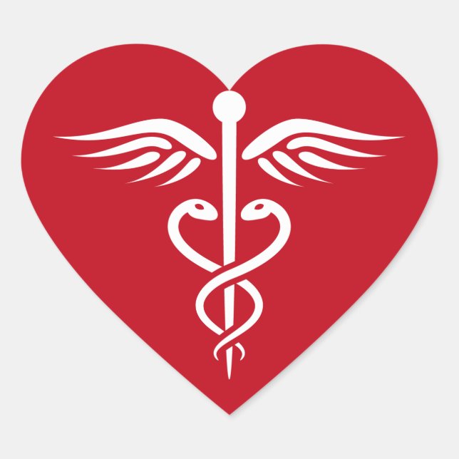 Weißes Caduceus Logo auf dem Aufkleber für rote Är (Vorderseite)