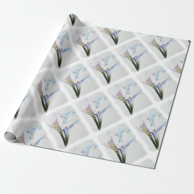 WEISSES CALLA-LILIEN-PACKPAPIER GESCHENKPAPIER (Ungerollt)