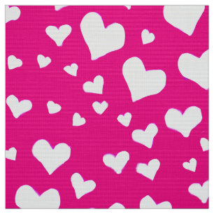 Weißes Chalk Herz auf Fuchsia Pink Stoff