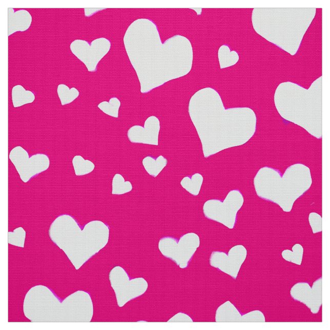 Weißes Chalk Herz auf Fuchsia Pink Stoff (Muster)