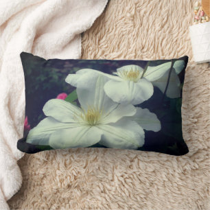 Weißes Clematis-Blumenpaar Lendenkissen