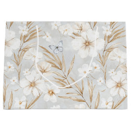 Weißes Creme Blume Blaue Schmetterlinge Brautparty Große Geschenktüte