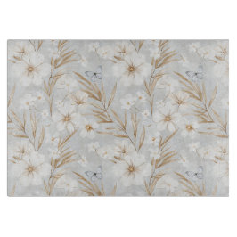 Weißes Creme Blume Blaue Schmetterlinge Brautparty Schneidebrett