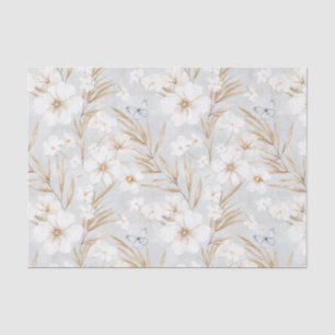 Weißes Creme Blume Blaue Schmetterlinge Brautparty Seidenpapier