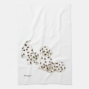 Weißes Dalmatiner-Welpen-Küchen-Tuch Handtuch