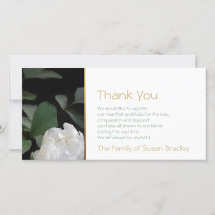 Weißes Denkmal-Beileid der Pfingstrosen-2 danken Dankeskarte