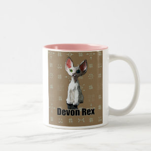 Weißes Devon Rex Zweifarbige Tasse