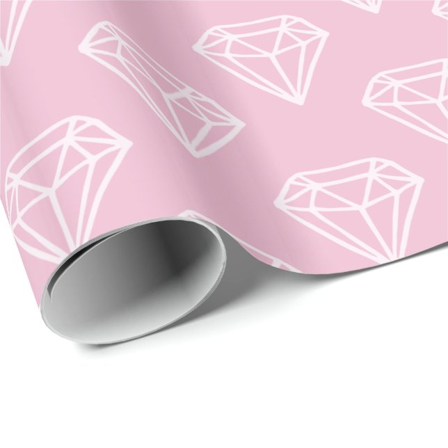 Weißes Diamant-Juwel-Muster-Rosa-Packpapier Geschenkpapier (Rolleneckpunkt)