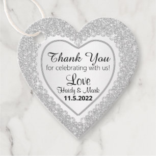 Weißes Diamantherz mit Imitaten Weißer Glitzer Geschenkanhänger
