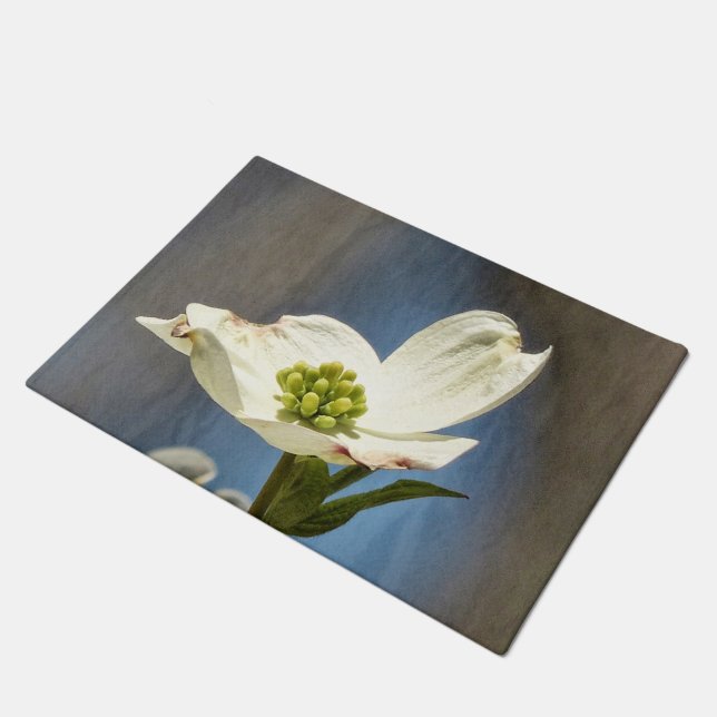 Weißes Dogwood Bloom Fußmatte (Schrägansicht)