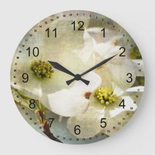 Weißes Dogwood-Blume Große Wanduhr
