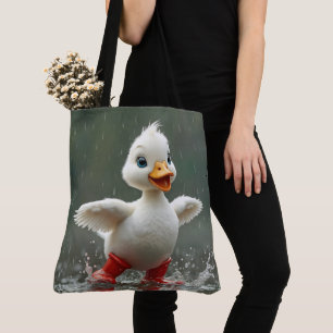 Weißes Duckling in einer Regenpuppe