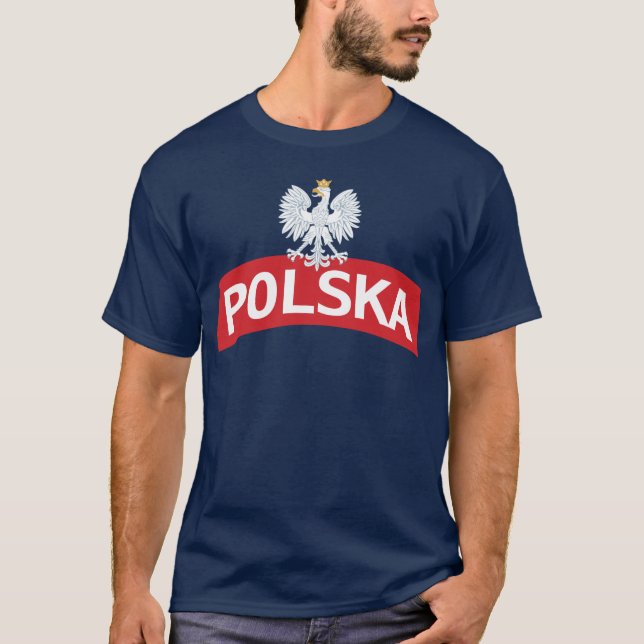 Weißes Eagle auf Polska Bogen T-Shirt (Vorderseite)