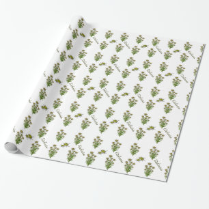 Weißes Edelweiss BlumenPackpapier Geschenkpapier