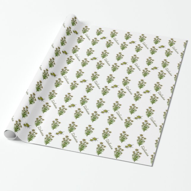 Weißes Edelweiss Blumenwackelpapier Geschenkpapier (Ungerollt)