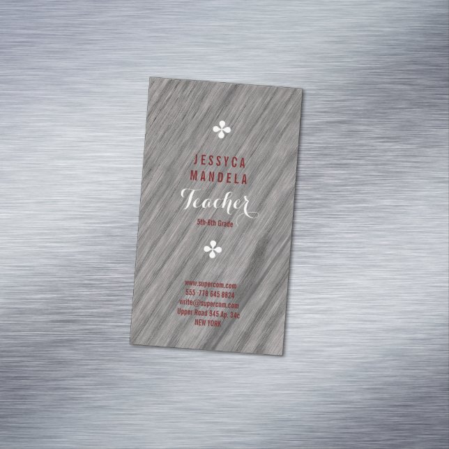 Weißes Eichenholz, braun, weiß Magnetische Visitenkarte (Beispiel)