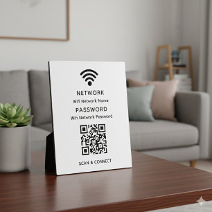 Weißes einfaches, elegantes Wifi QR-Netzwerkkennwo Fotoplatte