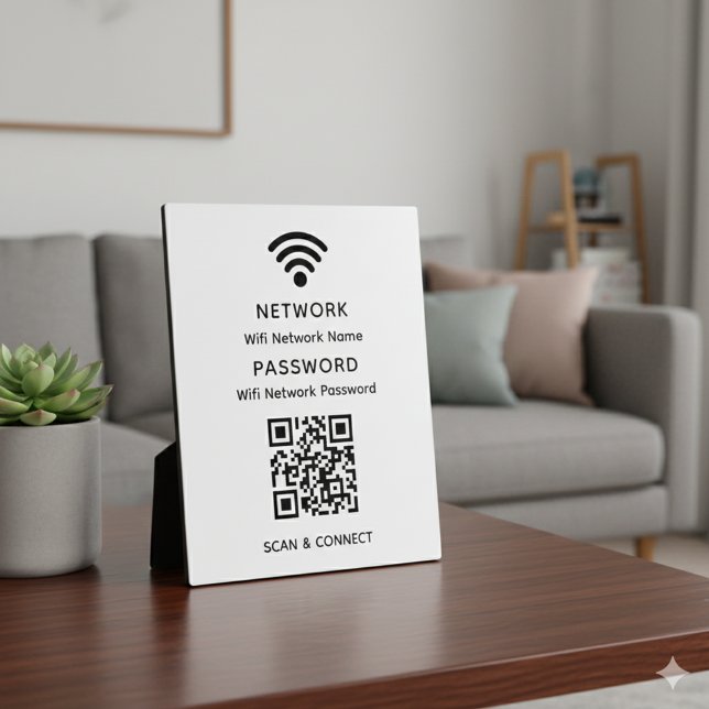 Weißes einfaches, elegantes Wifi QR-Netzwerkkennwo Fotoplatte (Von Creator hochgeladen)
