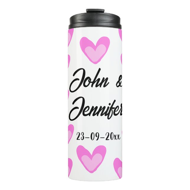 Weißes, einfaches Kleinstschreiben Thermosbecher (Vorderseite)