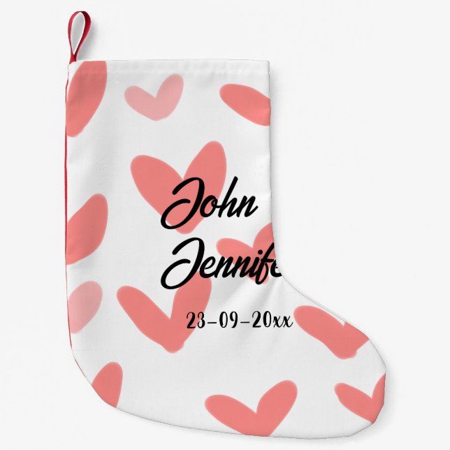 Weißes, einfaches, minimales Textil Hochzeit rotes Kleiner Weihnachtsstrumpf (Vorderseite)