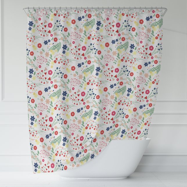 Weißes einfaches Wildblume-Muster Duschvorhang (White Simple Wildflower Pattern Shower Curtain)