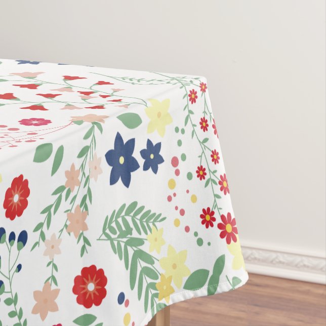 Weißes einfaches Wildblume-Muster Tischdecke (Beispiel)