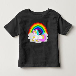 Weißes Einhorn auf der Wolke mit Rainbow-Kleinkind Kleinkind T-shirt