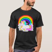 Weißes Einhorn auf der Wolke mit Regenbogen Männer