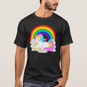 Weißes Einhorn auf der Wolke mit Regenbogen Männer T-Shirt